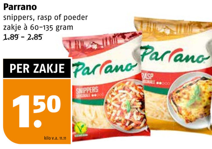 Parrano   geraspte kaas folder aanbieding bij  Poiesz - details