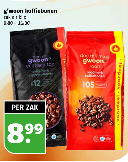 Gwoon   koffiebonen folder aanbieding bij  Poiesz - details