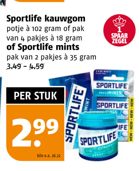 Sportlife   kauwgom folder aanbieding bij  Poiesz - details