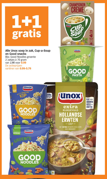 Unox   noodles, soep folder aanbieding bij  Albert Heijn - details