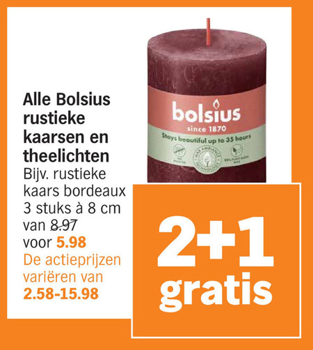 Bolsius   rustieke kaarsen folder aanbieding bij  Albert Heijn - details