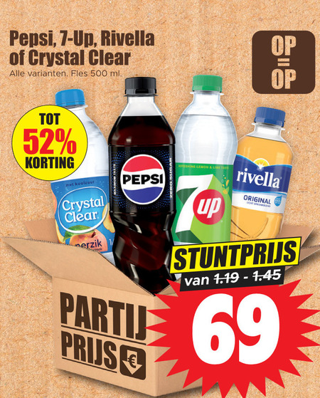 Crystal Clear   cola, fruitdrank folder aanbieding bij  Dirk - details