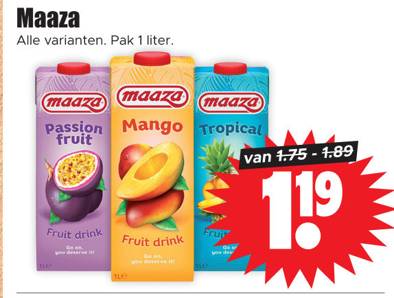 Maaza   fruitdrank folder aanbieding bij  Dirk - details