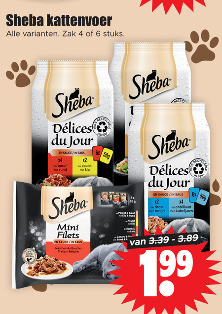 Sheba   kattenvoer folder aanbieding bij  Dirk - details