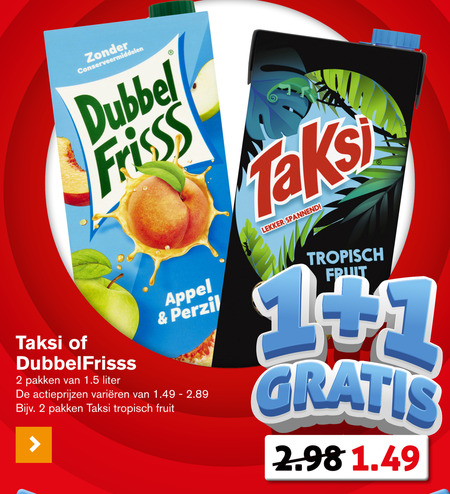 Dubbelfrisss   fruitdrank folder aanbieding bij  Hoogvliet - details