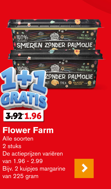 Flower Farm   margarine folder aanbieding bij  Hoogvliet - details