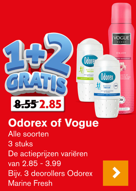 Vogue   deodorant folder aanbieding bij  Hoogvliet - details