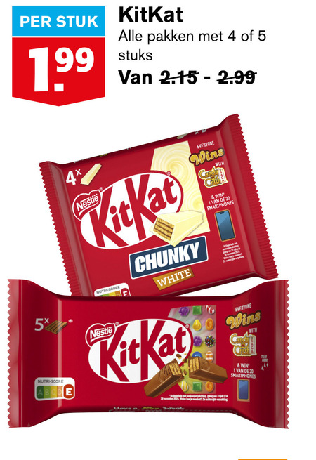 KitKat   chocoladereep folder aanbieding bij  Hoogvliet - details