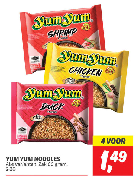 Yum Yum   noodles folder aanbieding bij  Dekamarkt - details