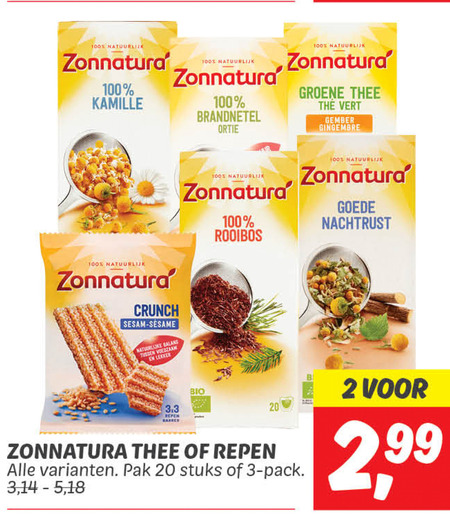 Zonnatura   mueslireep, thee folder aanbieding bij  Dekamarkt - details