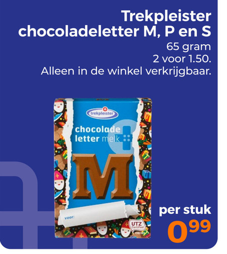 Trekpleister Huismerk   chocoladeletter folder aanbieding bij  Trekpleister - details