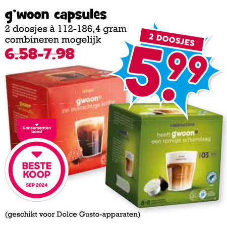 Gwoon   dolce gusto capsules folder aanbieding bij  Boons Markt - details