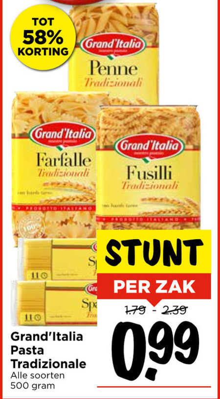 Grand Italia   fusilli, farfalle folder aanbieding bij  Vomar - details