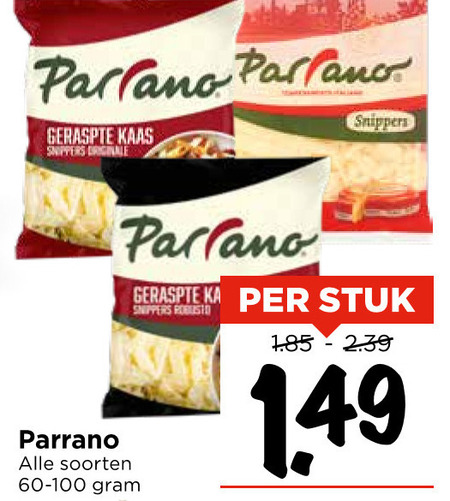 Parrano   geraspte kaas folder aanbieding bij  Vomar - details