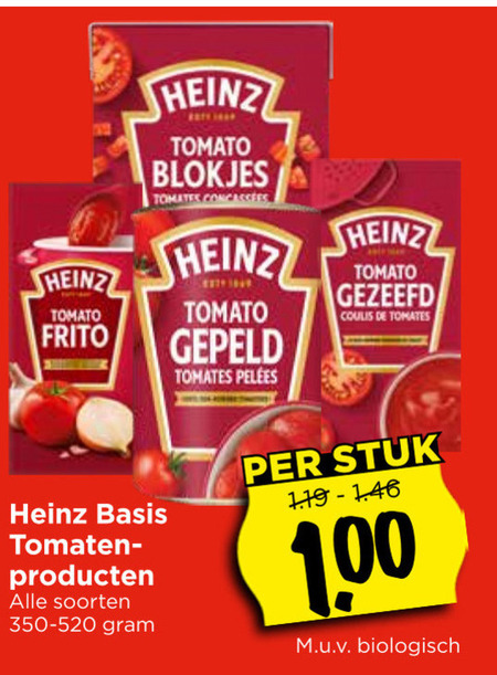 Heinz   tomatenblokjes, tomatenpuree folder aanbieding bij  Vomar - details