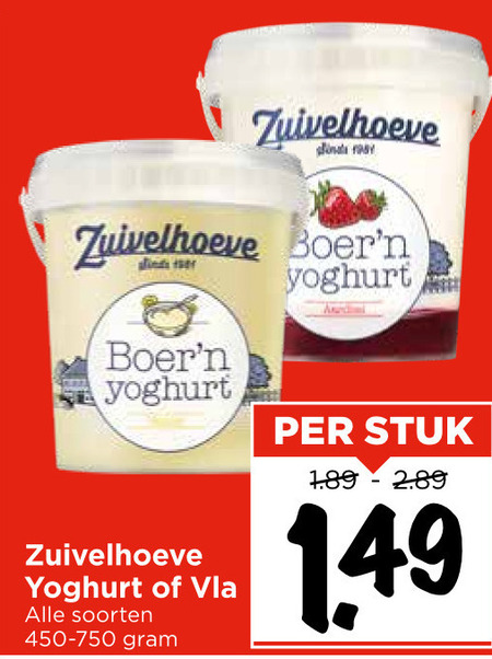 Zuivelhoeve   vla, vruchtenyoghurt folder aanbieding bij  Vomar - details