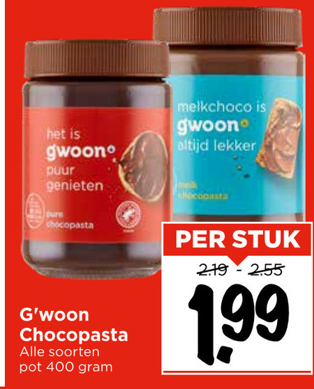 Gwoon   chocoladepasta folder aanbieding bij  Vomar - details