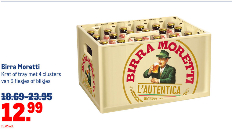 Birra Moretti   krat bier folder aanbieding bij  Makro - details