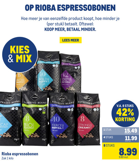 Rioba   koffiebonen folder aanbieding bij  Makro - details