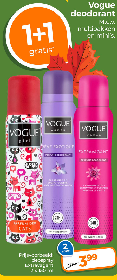 Vogue   deodorant folder aanbieding bij  Trekpleister - details