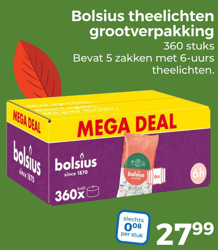 Bolsius   theelicht folder aanbieding bij  Trekpleister - details