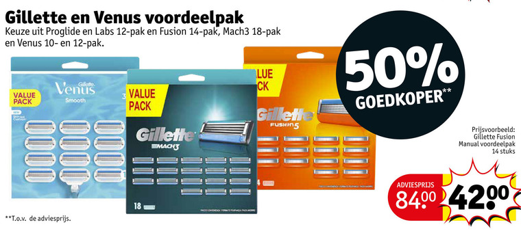 Gillette   scheermesjes folder aanbieding bij  Kruidvat - details