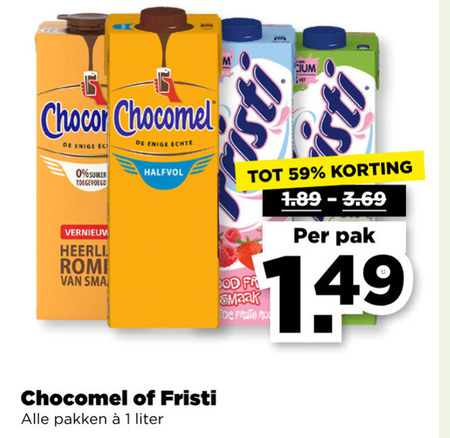 Fristi   chocolademelk, drinkyoghurt folder aanbieding bij  Plus - details