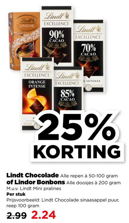 Lindt   chocolade folder aanbieding bij  Plus - details