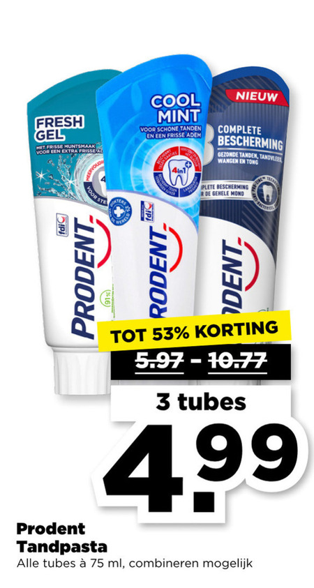 Prodent   tandpasta folder aanbieding bij  Plus - details