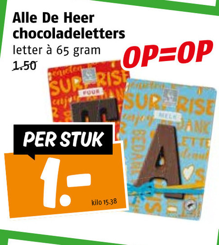 De Heer   chocoladeletter folder aanbieding bij  Poiesz - details