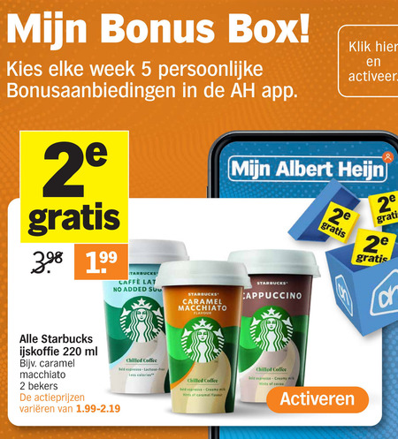 Starbucks   ijskoffie folder aanbieding bij  Albert Heijn - details