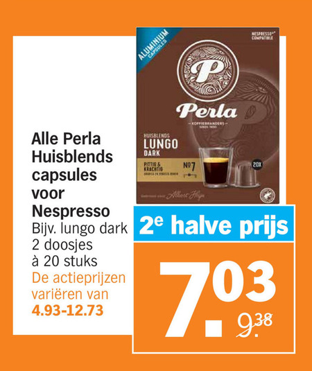 Perla   koffiecups folder aanbieding bij  Albert Heijn - details