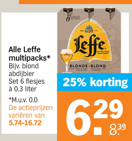 Leffe   blikje bier, speciaalbier folder aanbieding bij  Albert Heijn - details