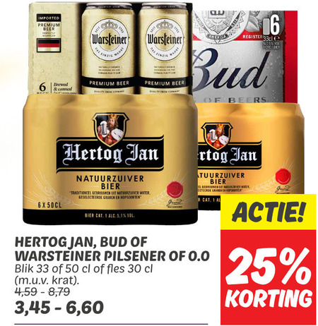 Hertog Jan   blikje bier, alcoholvrij bier folder aanbieding bij  Dekamarkt - details