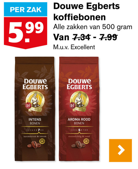 Douwe Egberts   koffiebonen folder aanbieding bij  Hoogvliet - details