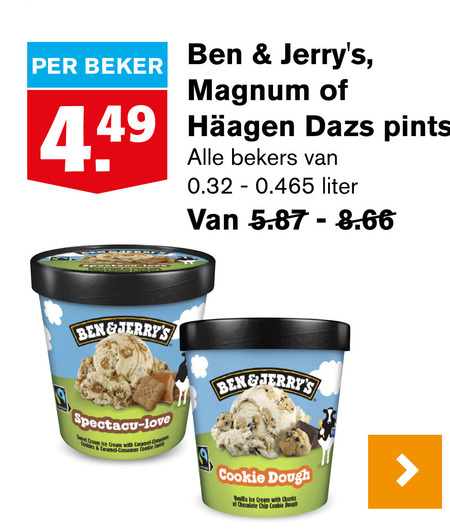 Ben and Jerrys   ijsspecialiteit folder aanbieding bij  Hoogvliet - details