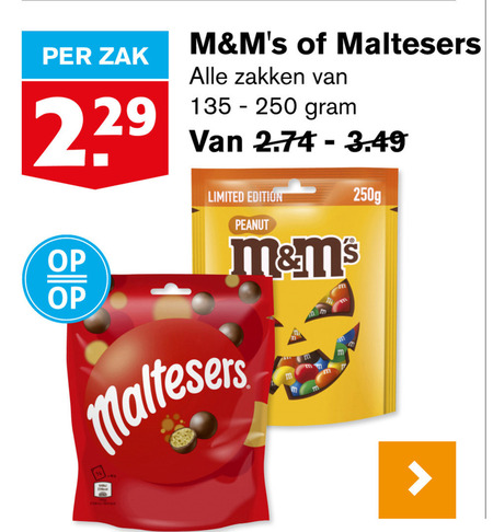 M en Ms   chocoladepindas, chocolade folder aanbieding bij  Hoogvliet - details