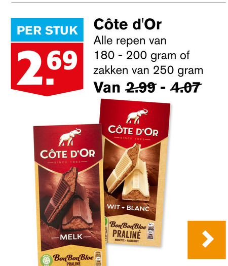 Cote D Or   chocolade folder aanbieding bij  Hoogvliet - details