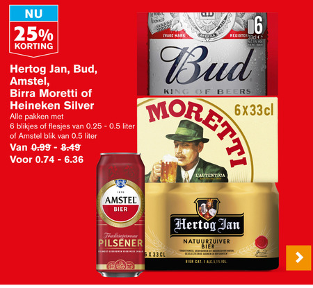 Hertog Jan   blikje bier, flesje bier folder aanbieding bij  Hoogvliet - details