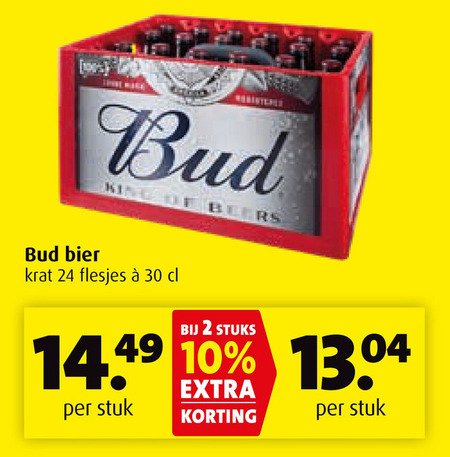 Bud   krat bier folder aanbieding bij  Boni - details