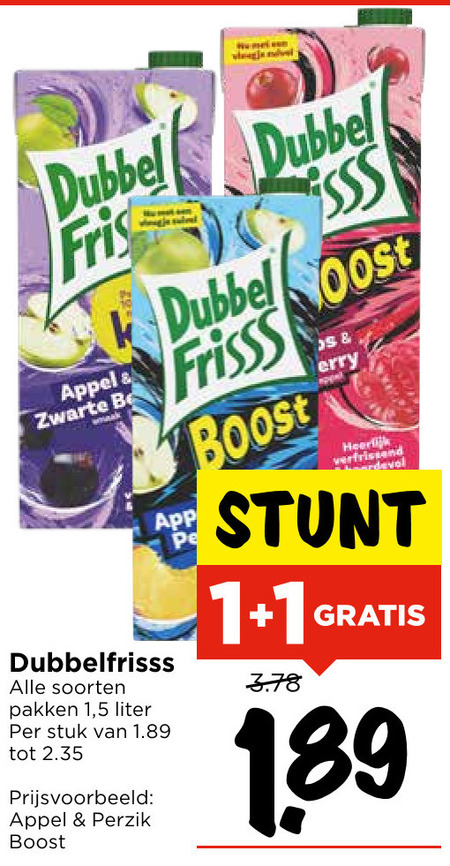 Dubbelfrisss   fruitdrank folder aanbieding bij  Vomar - details