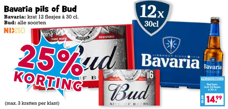 Bavaria   blikje bier, krat bier folder aanbieding bij  Boons Markt - details