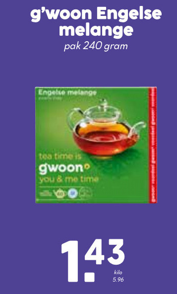 Gwoon   thee folder aanbieding bij  MCD Supermarkt Basis - details