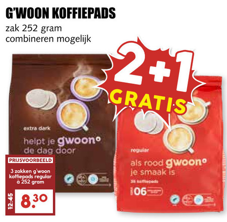 Gwoon   koffiepad folder aanbieding bij  MCD Supermarkt Basis - details