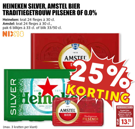 Amstel   blikje bier, krat bier folder aanbieding bij  MCD Supermarkt Basis - details