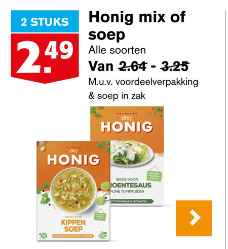 Honig   maaltijdmix, soep folder aanbieding bij  Hoogvliet - details