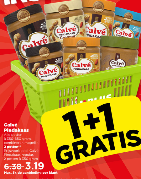 Calve   pindakaas folder aanbieding bij  Plus - details