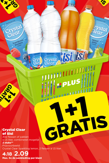 Crystal Clear   frisdrank, fruitdrank folder aanbieding bij  Plus - details