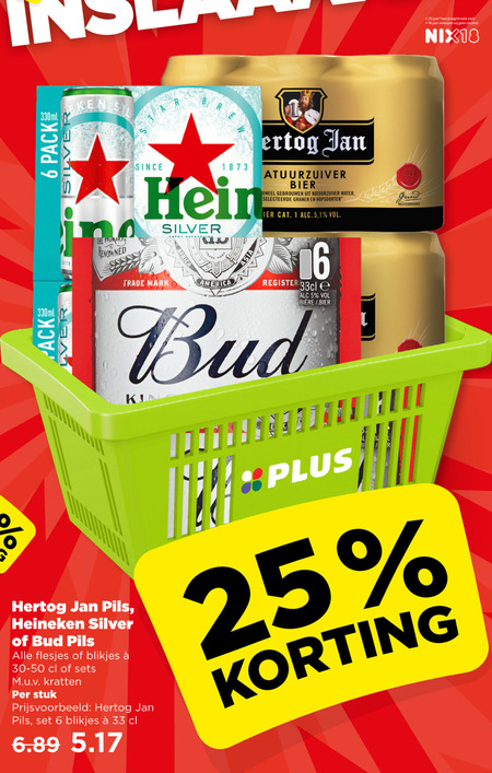 Bud   blikje bier folder aanbieding bij  Plus - details