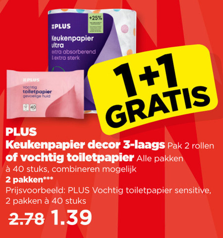 Plus Huismerk   keukenpapier, vochtig toiletpapier folder aanbieding bij  Plus - details